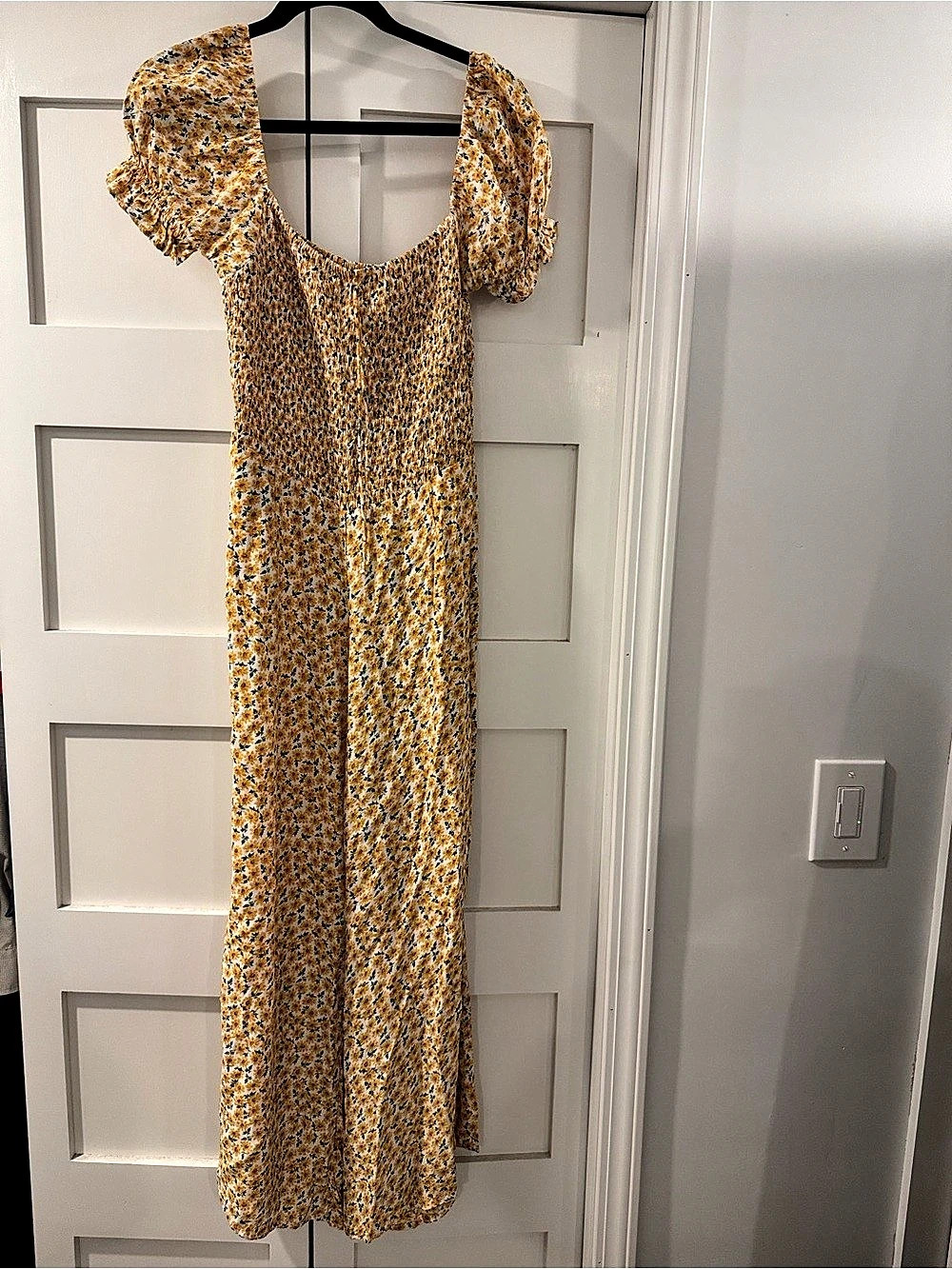 Faithfull the Brand Jumpsuit Floral Maxi Dress in Yellow & White Size Medium NWT